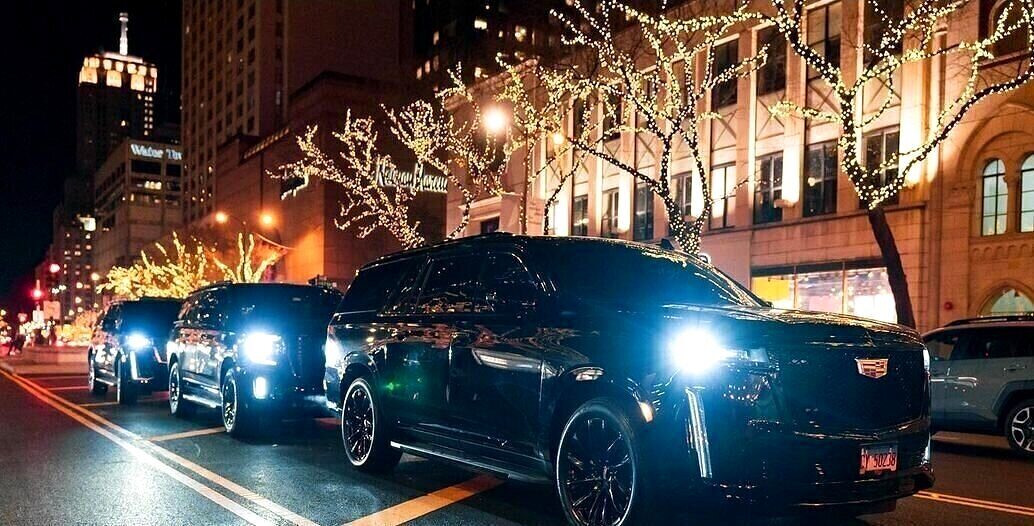 Cadillac Escalade ESV rear quarter view — Royal Carriage fleet
