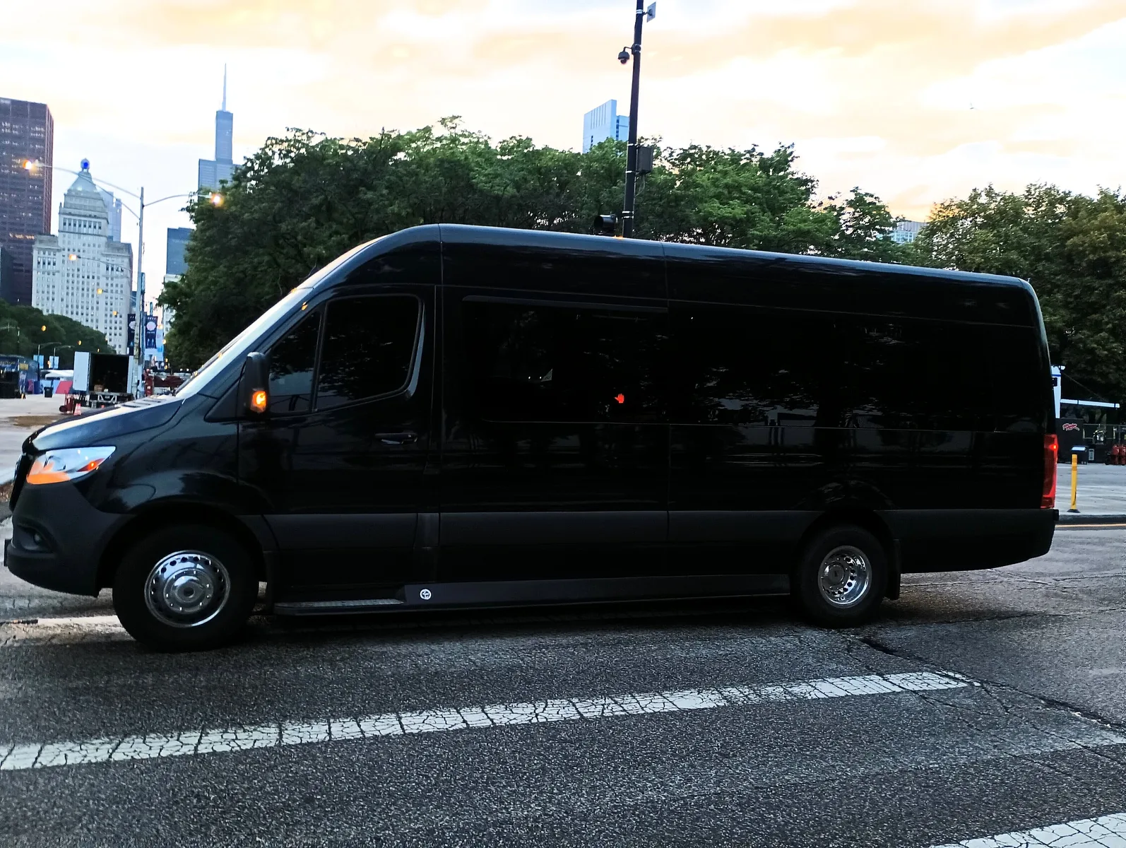 Mercedes Sprinter wedding guest shuttle Chicago