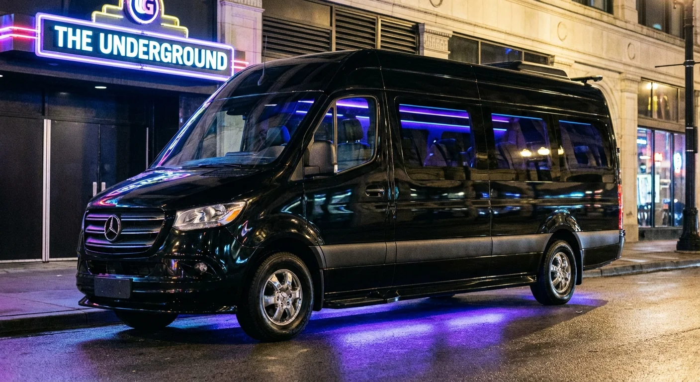 Mercedes Sprinter Jet Limo VIP Party Transport - Royal Carriage Limousine Chicago