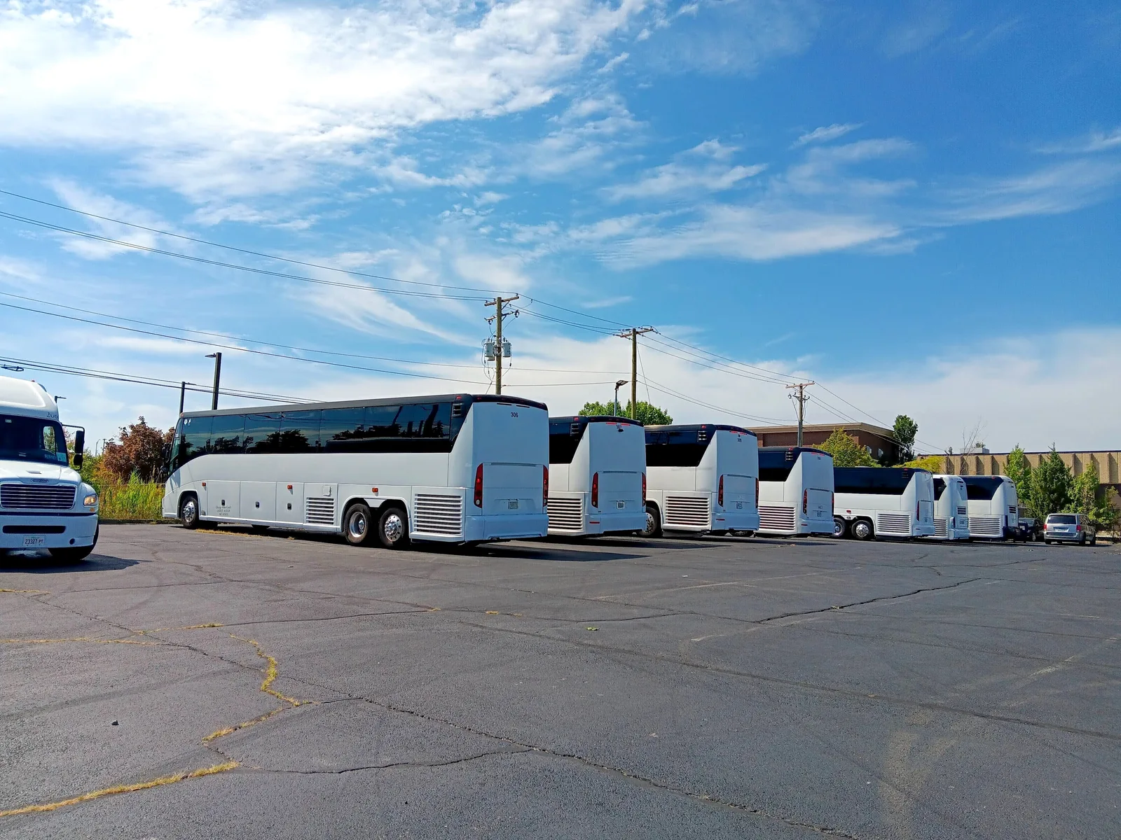 Motor coach ready for corporate group transportation