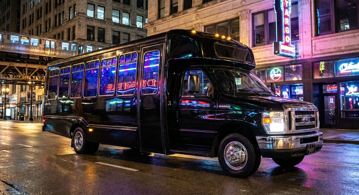 20-Passenger Party Bus with LED Dance Floor - Royal Carriage Limousine Chicago