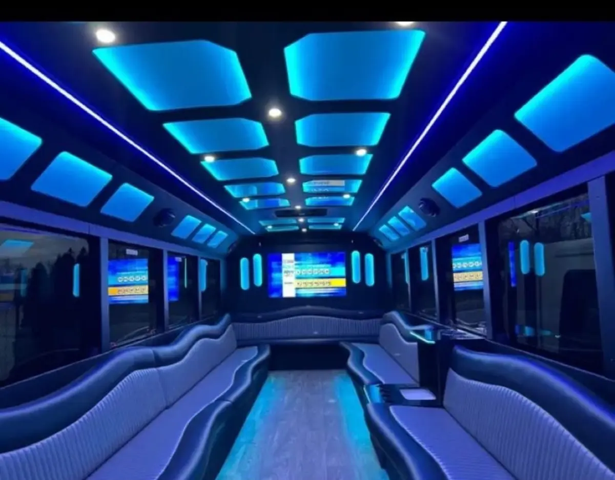 Party bus bar area with LED lighting