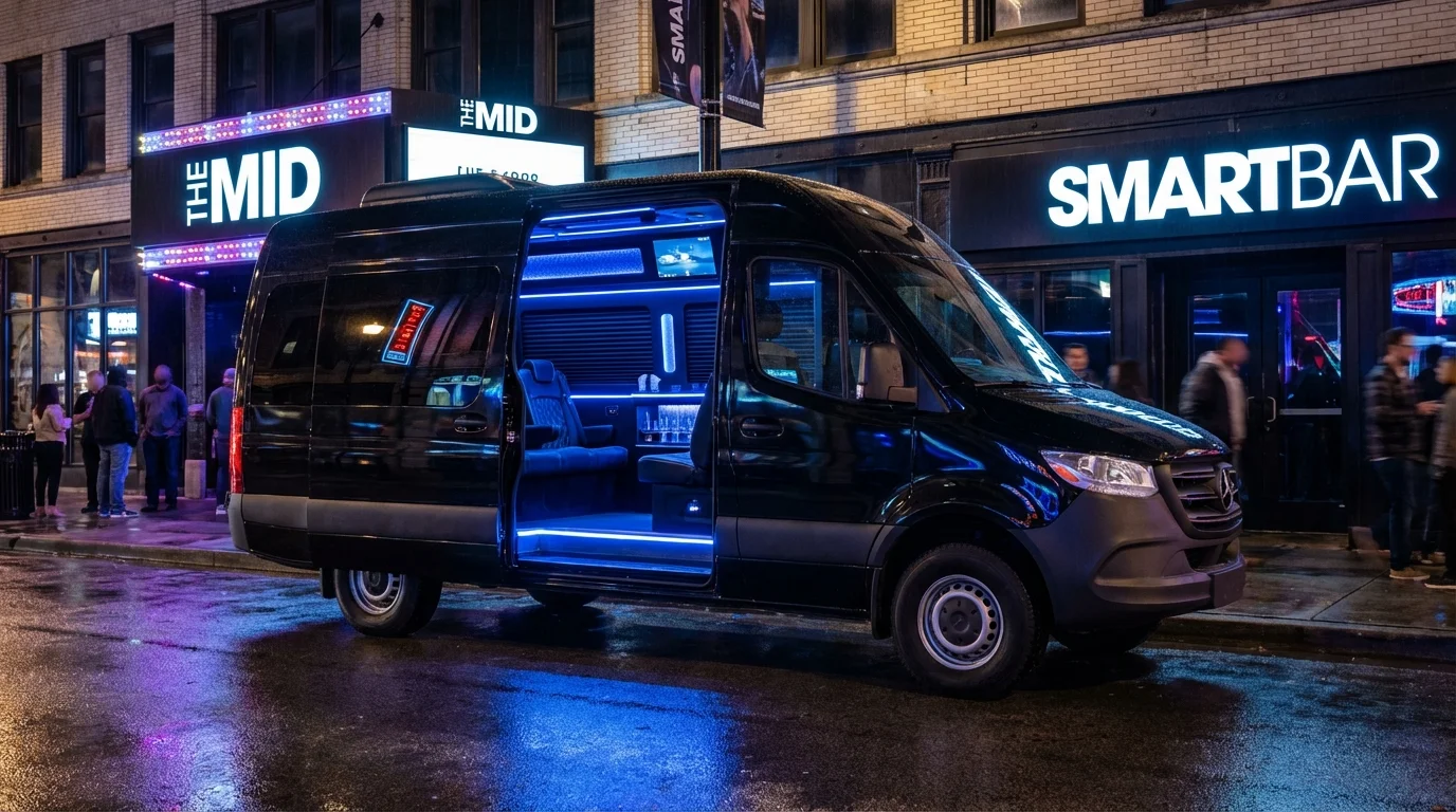 Party Van with LED Lighting and Sound System - Royal Carriage Limousine Chicago