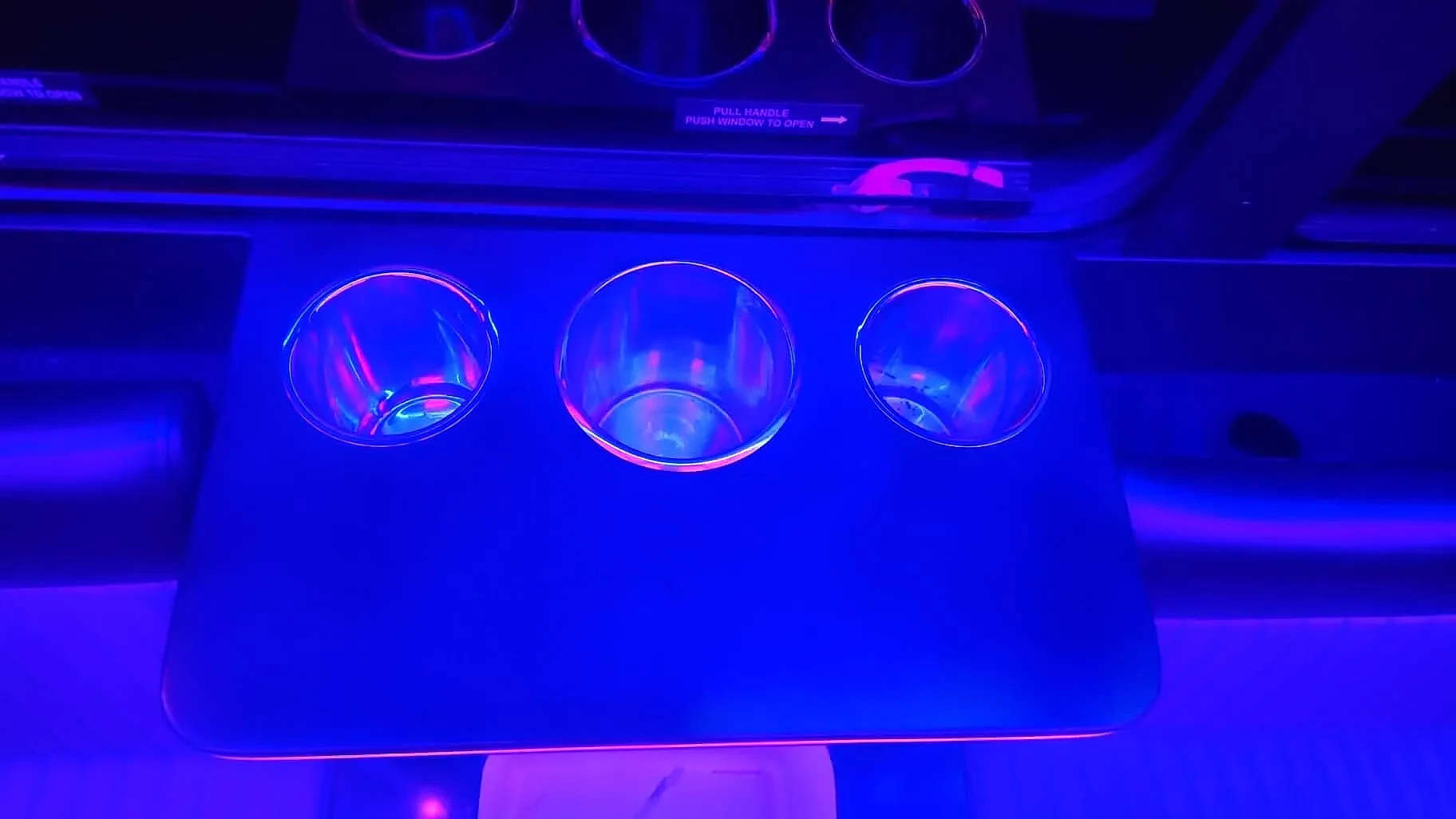 Party bus interior LED lights and dance pole — Chicago nightlife